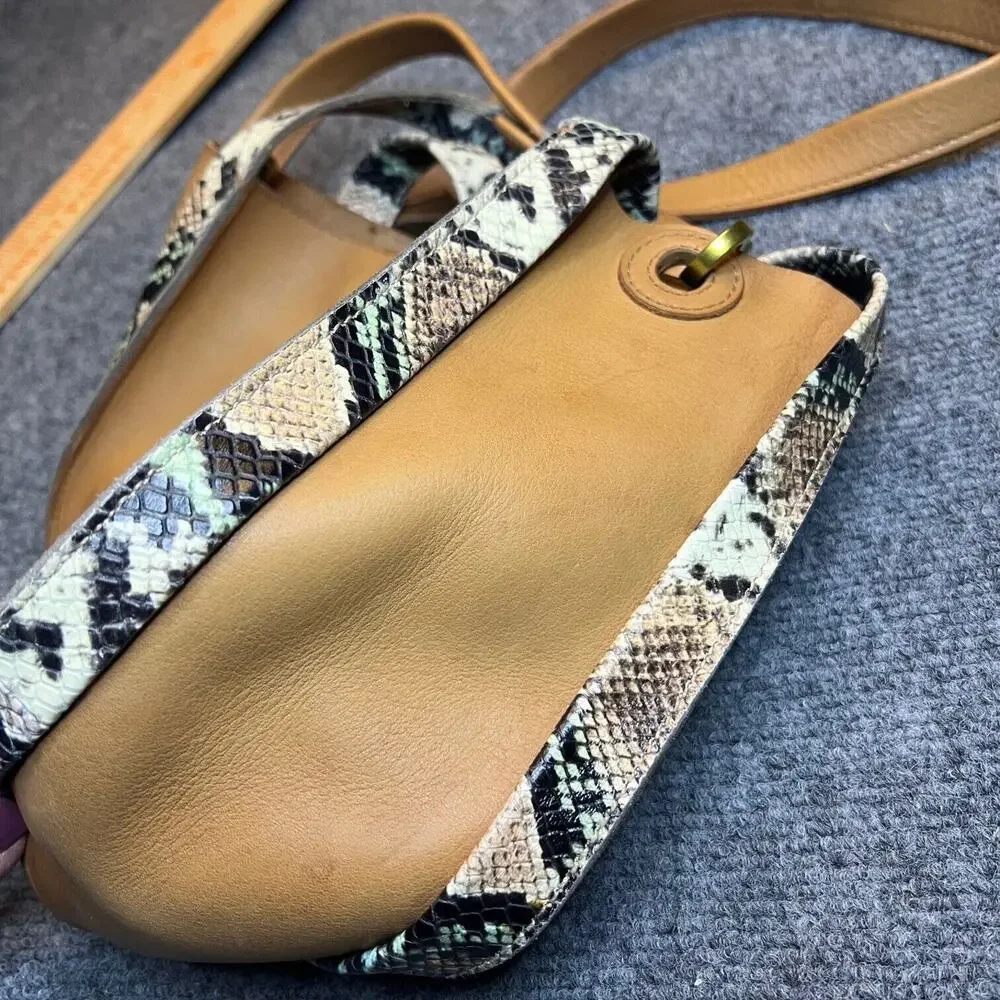 Madewell Sydney Crossbody Bag Snakeskin Embossed Leather Handle Removable Strap